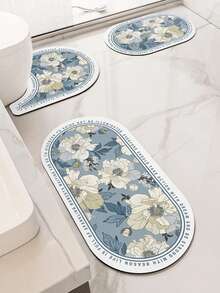 3pcs/2pcs/1pc Dual-Color Line Pattern Silica Gel Bath Mat, Made Of Silica Gel Material, Decorative, Bathroom Carpet, Toilet Mat, Soft And Elastic, Quick Absorbent, Antibacterial, Easy To Clean And Reuse, Wear-Resistant, Convenient Storage, And - White - View 15