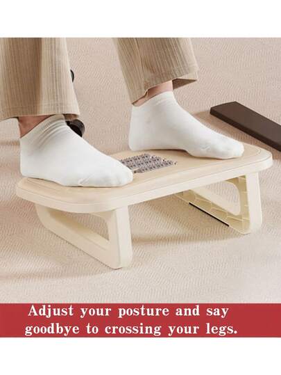 1pc Office Foot Rest Stool, Massage Footrest, Home Sofa Foot Stool, Workstation Foot Prop, Student Desk Foot Rest, Pregnant Women Foot Stool, Anti-Squatting Foot Pedal, Bathroom Anti-Slip Foot Stool, Dorm Foot Rest, Long Sitting Lumbar Support Foot Rest With Rollers, Ergonomic Design, Multi-Scenario Use