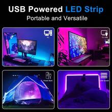 Easy Operation LED Strip Light With 44 Key Remote Control, SMD 5050 RGB Light Beads, Self-Adhesive Back Tape For Easy Installation, Adjustable Brightness & Color, Multiple DIY Lighting Modes, Flexible Atmosphere Lamp For Bedroom, TV Background, Living Room, Party & Home Decoration, Ideal For Household Users, Adults And Indoor Decor Enthusiasts - ánh sáng đa sắc - Xem 7