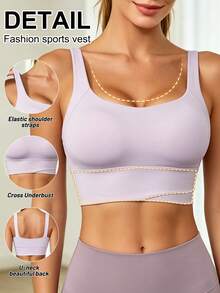 Yoga Tank Tops Breathable Sports Bra With Shockproof And Gathered Function Giving You A Beautiful Back Shape Workout Tank Gym Top - Purple - View 7
