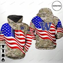 Washington Huskies  N-CAA US Flag Camo Veteran 3D Hoodie - Multicolor - View 2