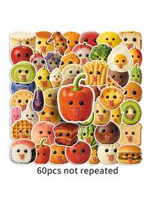 60 piezas Pegatinas decorativas de comida abstracta, pegatinas divertidas y creativas de verduras y frutas para escritorio, refrigerador, suministros de scrapbooking, papelería, pegatinas divertidas, Kindle, scrapbooking - A - Ver 10