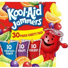 Kool-Aid -Aid Jammers Drink, 30 Pouches, For School Lunches And On-The-Go Hydration, Artificially Flavored Tropical Punch, Grape And Cherry Flavors, 6 Fl Oz - Variety Pack - View 1