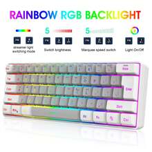 Snpurdiri 2.4G Wireless Gaming Keyboard And Mouse Combo, Include Mini 60% Mechanical Feel RGB Backlit Keyboard, Ergonomic Vertical Feel Small Wireless Mouse(White And Grey) - View 4