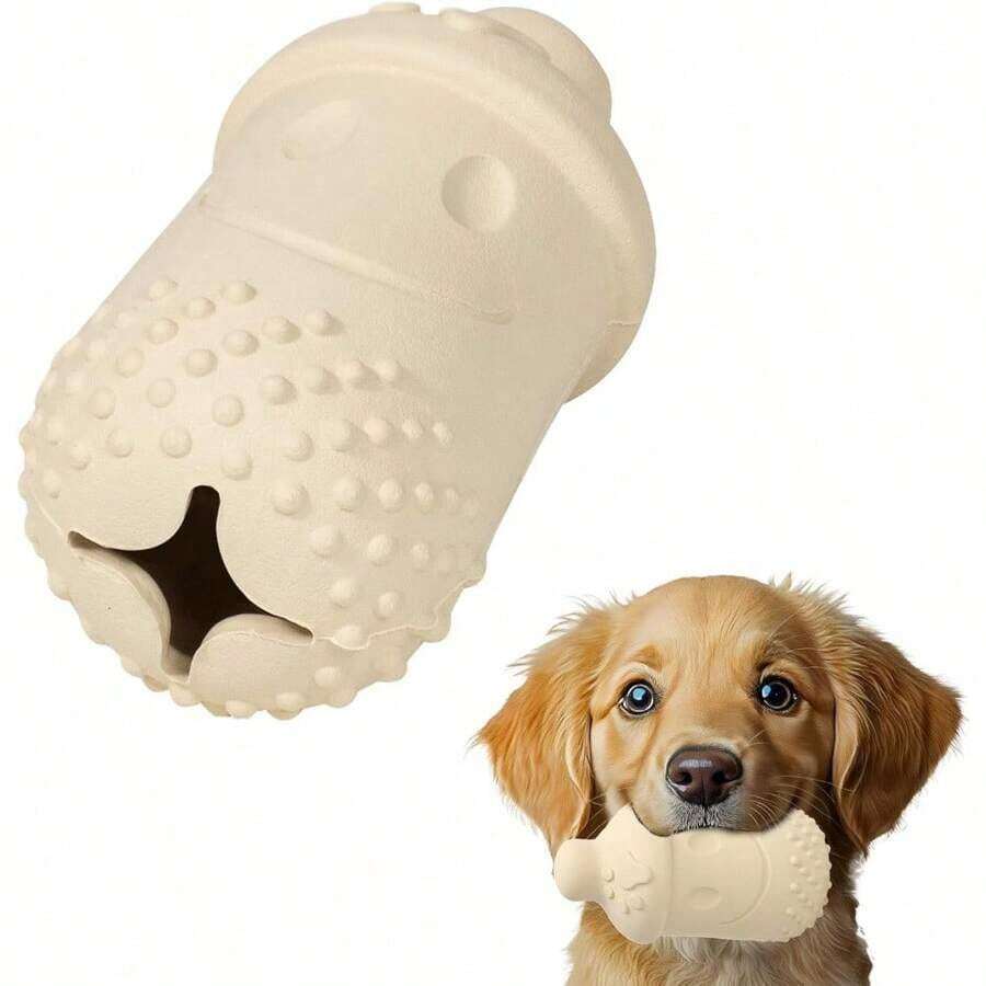 Treat Dispensing Chew Toy Rubber Natural Bamboo Fiber Interactive Fun Puzzle Toys For Small Medium Dogs Puppy Slow Feeder Toys For Teething Traning Playing Green - Beige - View 1
