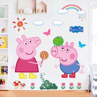  Hình dán tường chủ đề Peppa Pig được yêu thích cho phòng ngủ, phòng khách và phòng tắm. Được làm từ chất liệu PVC, những hình trang trí tường này có thể tháo rời và tái sử dụng. Chúng có hình ảnh chú heo hoạt hình dễ thương trên bề mặt. (Hình ảnh sản phẩm được phóng to để thể hiện hiệu quả sản phẩm. Kích thước thực tế chủ yếu được thể hiện trong bảng kích thước.)