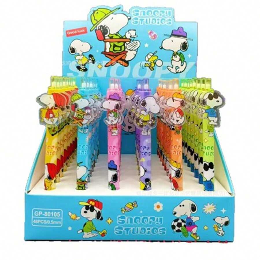 6 chiếc bút bi nhựa Snoopy phổ biến, đầu bút không rung, đường kính 0.5mm, hình ngôi sao, dành cho học sinh. - Nhiều màu - Xem 1