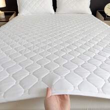 1pc Soft & Comfortable Protective Cover, Solid Color Bedsheet For Bedroom & Guest Room, Ultrasonic Embossed Waterproof Mattress Pad, Thick Full Coverage, Machine Washable, Holiday Gift - White - View 7