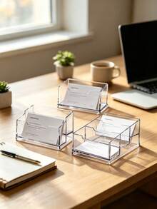 Transparent Acrylic Business Card Holder, Holds Up To 80 Cards, Desktop Accessory, Office Display, Essential For Back To School Season - Injection Molded Transparent Business Card Holder - View 10