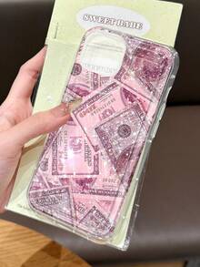 1pc Shiny Dollar Sign Perforated Airbag Soft Phone Case, Transparent Anti-Slip Cover For IPhone 11/12/13/14/15/16 Pro Max - Multicolor - View 2