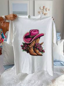 Modara Women's T-Shirt With Print - White - View 1