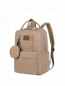 Bộ 2 balo nữ, balo đôi thời trang bằng nylon kèm phụ kiện mặt dây chuyền. - Màu Khaki - Xem 6