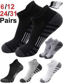 12 Pairs Unisex Sports Socks, Breathable, Moisture-Wicking, Non-Slip, Comfortable, Multi-Function Ankle Socks - Multicolor - View 13