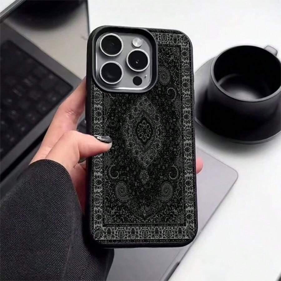 1 ốp lưng điện thoại phong cách retro bằng chất liệu TPU, họa tiết hoa tối màu vintage, tương thích với iPhone 17 Pro Max/17/16 Pro Max/15/13/12/11, S20 FE/A15/S24/A55, Note 11/Note 12/Note 13 Pro, bao phủ toàn bộ, chống rơi, mềm bảo vệ - màu đen - Xem 1