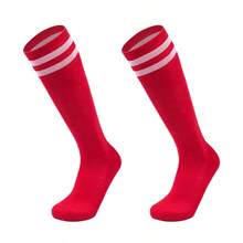 1 par de calcetines de fútbol de caña alta para niños y niñas, calcetines de fútbol cómodos y transpirables, calcetines deportivos que absorben el sudor, calcetines de fútbol gruesos, adecuados para correr, fútbol, baloncesto, rugby de adolescentes, uso profesional en entrenamiento deportivo, adecuados para todas las estaciones. - Multicolor - Ver 14