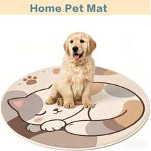 1PC Style Round Pet Mat - Waterproof, Non-Slip, And Wear-Resistant - Multi-Size Floor Mat For Indoor Cats And Dogs - Multicolor - View 1