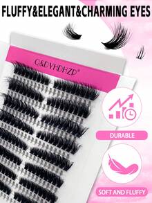 144 Cụm Mi Giả Tự Nhiên 80D 0.07mm Độ Cong D Hỗn Hợp + 160 Mi Giả Chân Mi Tự Nhiên, Mi Chân Mi, Bộ Dụng Cụ Tự Làm Mi Dễ Dàng Cho Người Mới Bắt Đầu, Sử Dụng Tại Nhà, Bộ Mi Đầy Đủ - D - Xem 2