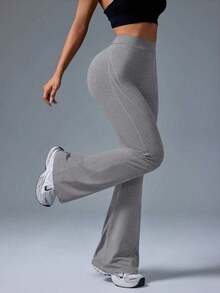 High Waist Flare Leg Casual Sports Pants Boot Cut Yoga Pants Flare Leggings Women Flare Leggings - 灰色 2 - 查看 8