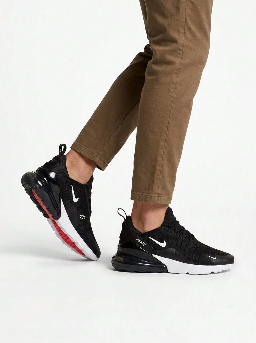 Air Max 270 Men's Sneakers Black White AH8050 - Black/White/SolarRed/Anthracite - View 1