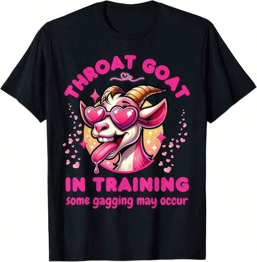 Throat Goat Some Gagging May Occur Funny Rude Naughty T Shirt - Black - View 1
