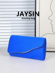 Bolso de mano elegante para mujer, bolso de fiesta minimalista de un solo color en felpa, bolso de noche de lujo para mujer, bolso bandolera y de hombro desmontable con cadena de metal, cartera de fiesta para mujer, adecuado para vacaciones, fiestas, galas, bodas, mejor regalo - Azul - Ver 1