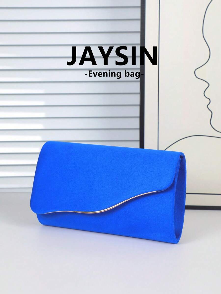 Bolso de mano elegante para mujer, bolso de fiesta minimalista de un solo color en felpa, bolso de noche de lujo para mujer, bolso bandolera y de hombro desmontable con cadena de metal, cartera de fiesta para mujer, adecuado para vacaciones, fiestas, galas, bodas, mejor regalo - Azul - Ver 1