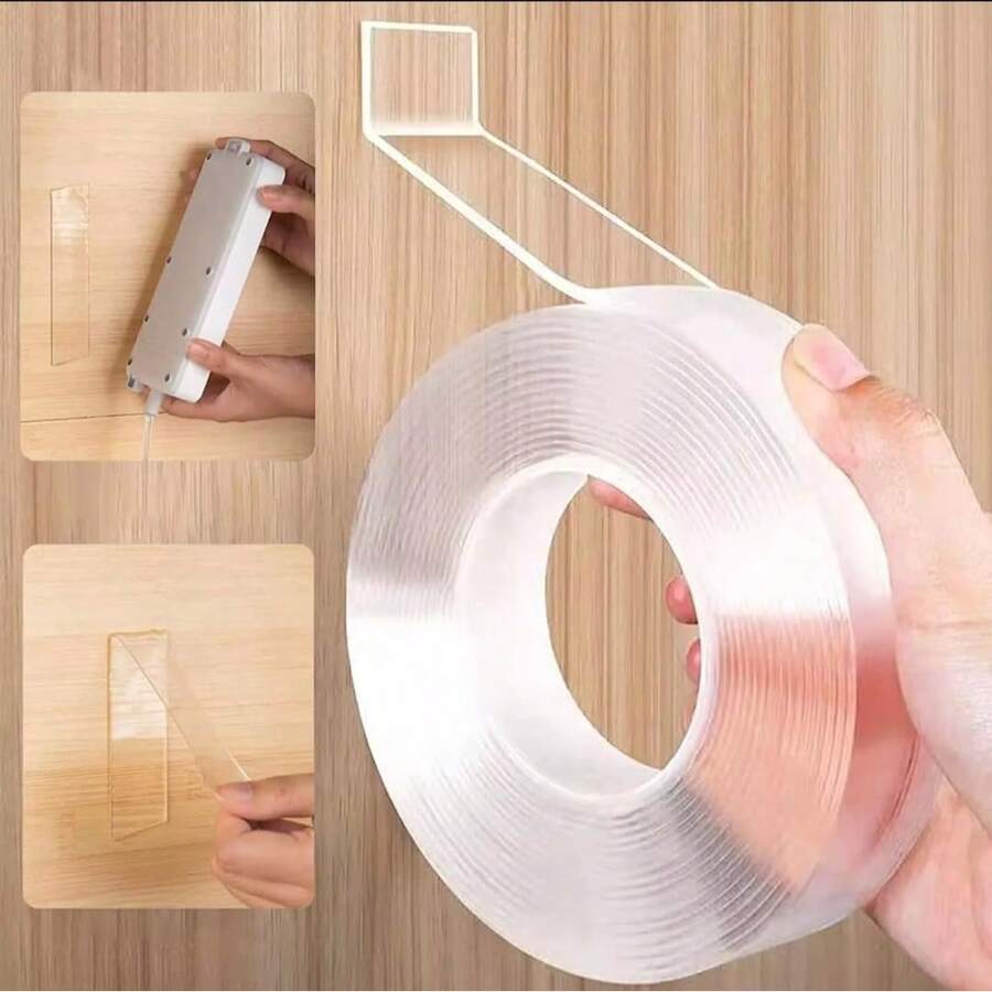 Cinta Adhesiva Doble Cara Esencial para el Hogar 3500-5000mm/Rollo Rollo de Cocina Papel Tapiz Autoadhesivo Cinta Doble Cara Cinta Doble Cara Nano Cinta Transparente Sin Daños Reutilizable Impermeable Adecuada para Metal, Vidrio, Hogar, Oficina y Decoración Cinta Adhesiva Doble Cara Esencial para el Hogar Rollo de Cocina Autoadhesivo Rollo Único Cinta Doble Cara Fuerte Sin Daños Adecuada para Múltiples Escenarios Recortable - transparente - Ver 1