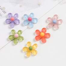 5/10pcs Colorful 5-Petal Flower Fridge Magnets, Translucent Resin Flower Fridge Stickers, Suitable For Home, Room, Kitchen, Dishwasher And Office Desk Decor - Multicolor - View 4