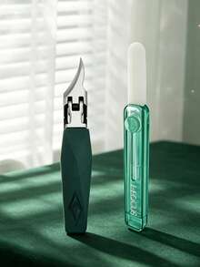 J·FOCUS 2pcs Embedded Nail Clipper Set, Includes Retractable Glass Nail File, Professional Stainless Steel Angled Nail Clippers, Suitable For Thick Or Ingrown Nails, Durable Anti-Rust Pedicure Tool Set, Portable Manicure Kit - Multicolor - View 10