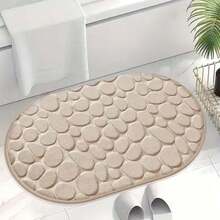 1-Piece Set, Soft Quick-Drying Oval Bathroom Mat - Draining Shower Mat, Suitable For Home Bathroom Decoration | Machine-Washable Polyester Material. - (1) - View 3