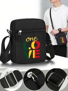 1件/2件組 Reggae One Love 圖案印花平帽簷棒球帽斜跨包套組，街頭風男款女款休閒戶外音樂節旅行禮物 - 彩色 - 查看 3