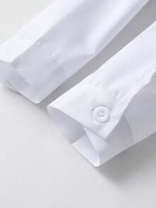 Infant/Baby BoyWhite Long Sleeve Button-Front Collared Shirt, Versatile & Comfortable For Daily, School, Events - White - View 4