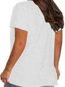 Women's Plus Size Black T-Shirt - Casual Crew Neck, Short Sleeve, Lightweight And Stretchy, Summer Fashion, Everyday Wear T-Shirt | Casual Style | Comfortable Fit, Plus Size Shirts - 白色 - 查看 4