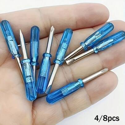 Bộ tua vít mini 4/8 món - Tua vít siêu nhỏ chính xác 2mm bao gồm tua vít đầu dẹt và đầu tròn, thích hợp để sửa chữa đồ chơi, đồ điện tử DIY, sửa chữa kính mắt và đồng hồ, bộ dụng cụ sửa chữa cầm tay, tuyệt vời cho người đam mê và người mới bắt đầu.