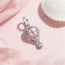 1pc Pink Heart Flower Hot Air Balloon Bear Pendant Bead, Suitable For DIY Snake Chain Necklace, 925 Sterling Silver Jewelry Making, Gift For Women & Girls - Multicolor - View 23