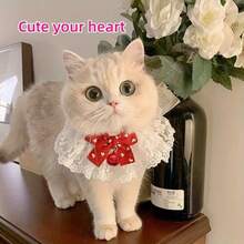 1pc Cute Bow Tie Cat Collar With Saliva Towel Woven Neck Ring, Pet Collar Decor, Adorable Dog Photography Prop - Multicolor - View 6