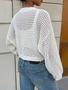 Áo khoác cardigan mỏng, khoét eo gợi cảm dành cho nữ, trang phục đi biển thường ngày, áo khoác nhẹ mùa hè màu trắng. - trắng - Xem 2