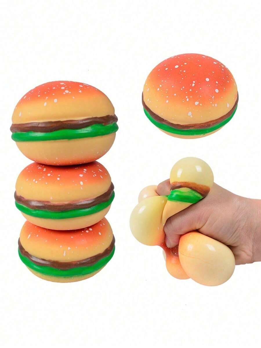 2pcs Realistic Stretchy Hamburger Squishy Toys, Cake Decor Model Stress Relief Novelty Toys - Multicolor - View 1