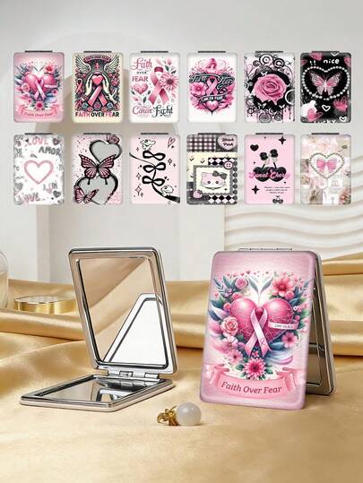 1 chiếc gương trang điểm gấp gọn nhỏ gọn phong cách Y2K, chất liệu da PU nhẹ và di động, thích hợp cho du lịch, tụ họp, công sở, trường học, phù hợp với mọi lứa tuổi.