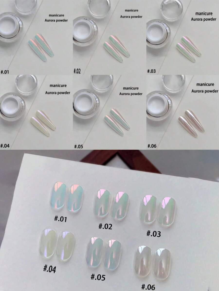 1pc New Y2K Colorful Aurora Luxury Magic Mirror Powder, Metallic Crystal Nail Art Decoration - Multicolor - View 1