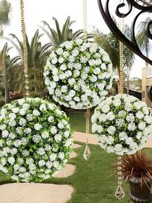 1 pièce Boule de rose artificielle, disponible en couleurs rose, blanc, rose, tailles : 16 cm (6,3 po), 22 cm (8,7 po) ou 28 cm (11 po), convient pour la décoration de mariage, les faveurs de fête, les boules d'herbe artificielle, la décoration de remise des diplômes, la décoration de bureau/salon/chambre à coucher/salle à manger, la décoration de fête/mariage/jardin, la décoration de la maison, la décoration de l'école/dortoir - Multicolore - Voir 7