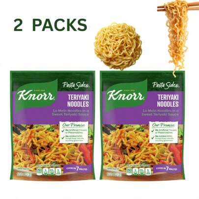  Knorr Teriyaki Noodles Pasta Sides, Lo Mein Style, No Artificial Flavors, Quick Meal, 4.6 Oz Pouch, 2-Pack