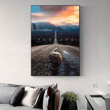 1pc Unframed Canvas Wall Art, Inspiring Turtle Climbing The Road,Home Decor Suitable For All Occasions, Wall Art, Perfect Gifts, Wall Decorations, Living Room Decorations, Bedroom Decorations, Kitchen Decorations, Entryway Decorations - 111 - View 10