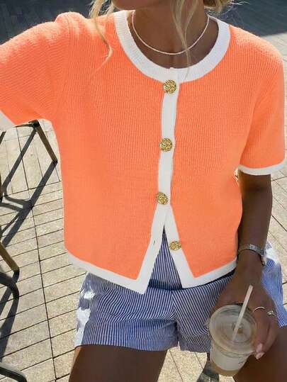 Autumn Summer Women's Fashion French Soft Waxy Senior Sense Loose Knit Cardigan Ladies Short Lazy Style Sweater Top