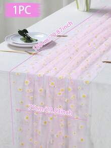 1件粉色雏菊薄纱桌旗，涤纶雏菊透明面料桌布，尺寸75*180厘米，适用于DIY手工、一周岁生日装饰、女宝宝迎婴派对用品、婚礼装饰、生日派对装饰、迎婴派对用品、性别揭晓派对装饰、节日派对用品、家居装饰、迎婴派对装饰、餐桌装饰、春夏派对用品 - 粉紅色雛菊 - 查看 9