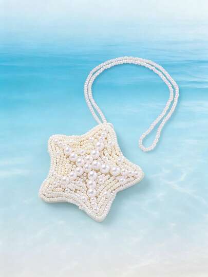 1pc Handmade Beaded & Pearl Star Bag Charm/Pendant, Bohemian Style, Suitable For Women's Casual, Beach, Holiday Wear, Graduation Gift. Handmade Shape May Vary Slightly.