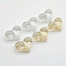 Hạt cườm hình trái tim lấp lánh trong suốt bằng acrylic, hạt cườm hình trái tim chứa kim tuyến trong suốt, nguyên liệu tự làm trang sức cho vòng tay/dây buộc tóc/móc khóa. - Nhiều màu - Xem 3