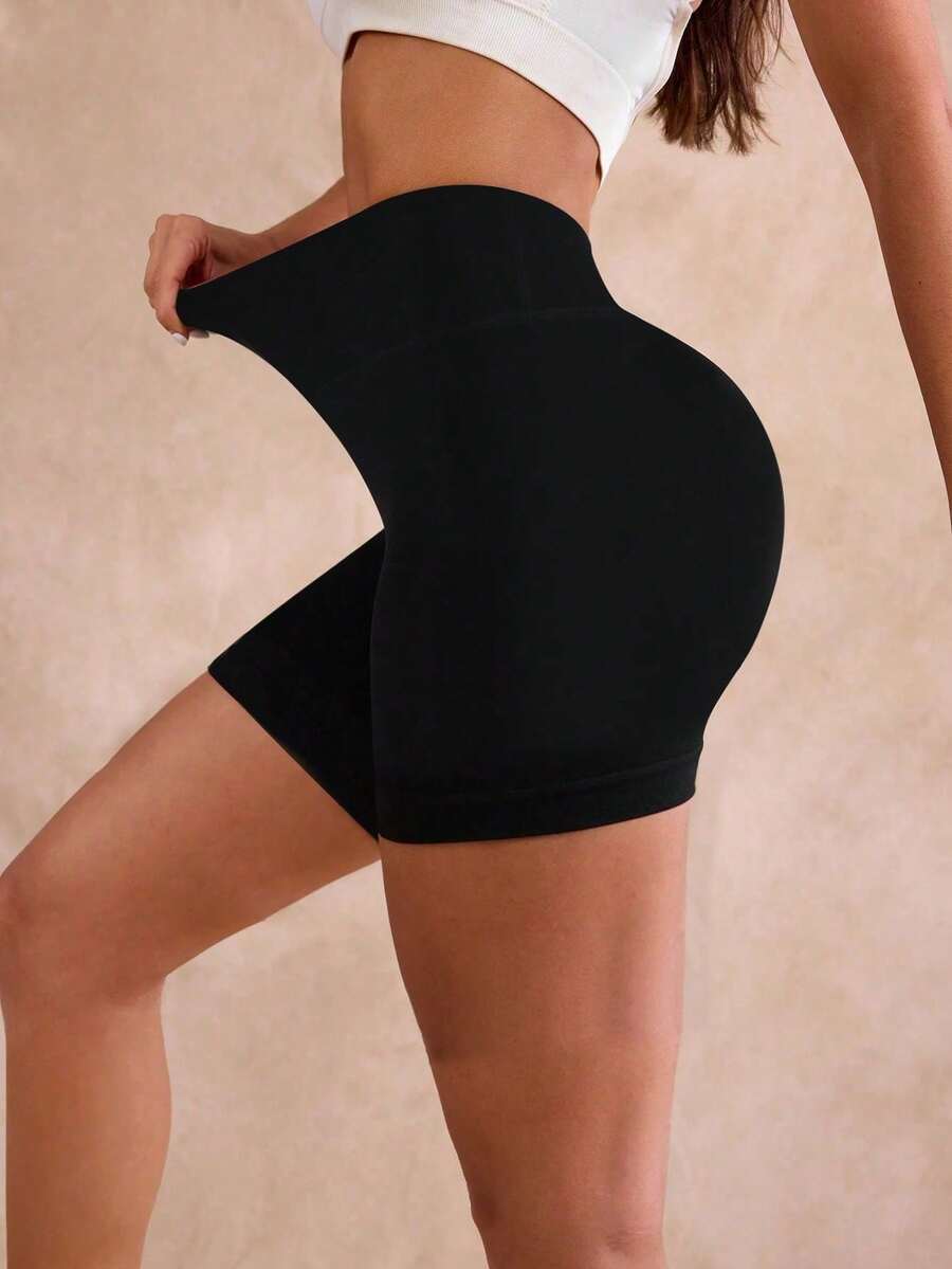 Quần short thể thao nữ màu đen, chất liệu co giãn cao. - màu đen - Xem 1