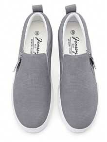 Women's Slip On Loafers With Arch Support & Side Zipper – Casual Fashion Sneakers 8010 - Xám - Xem 6