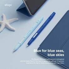 Elago X MONAMI Compatible With Apple Pencil Pro Case & Apple Pencil 2nd Generation Case, Back To School, Gift For Friends And Family, Apple Pencil Accessories, Magnetic Charging And Double Tap, Durable Silicone, Premium Stylus Cover, Protective Covering - Deep Blue - 查看 2
